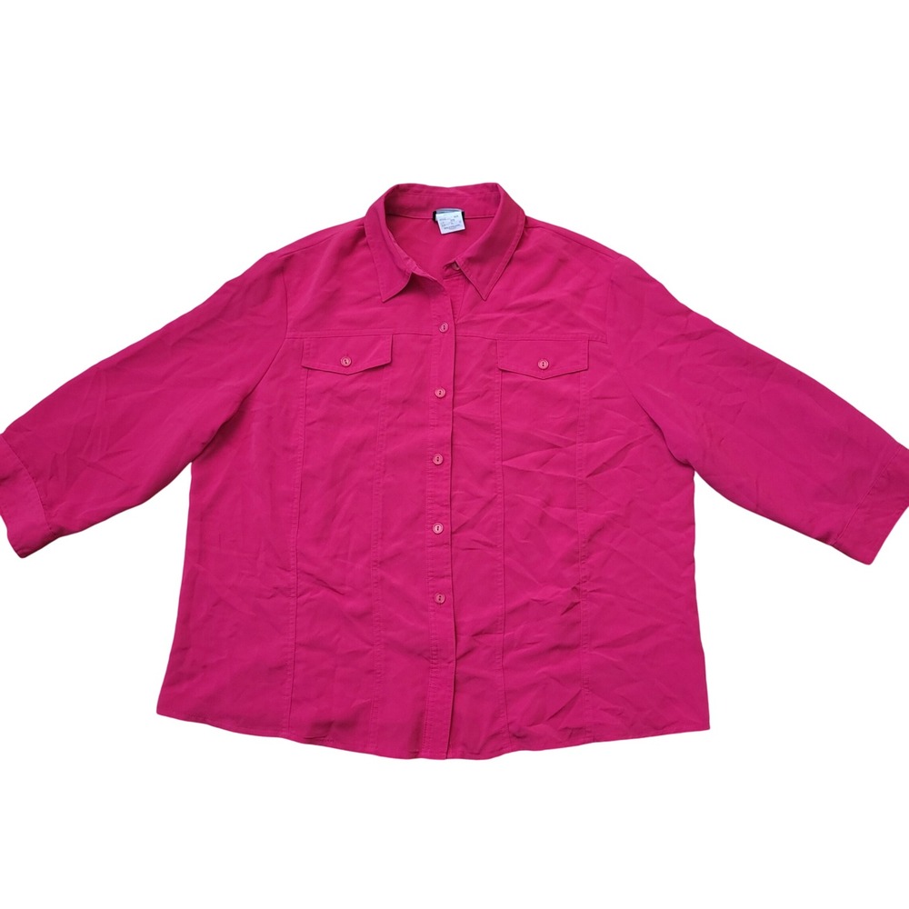 Southern Lady XL Shirt Pink Button Up Top Vintage Retro Barbiecore Coastal